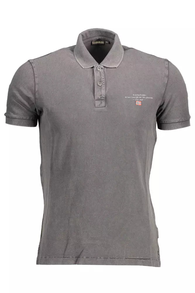 Napapijri Gray Cotton Men Polo Shirt