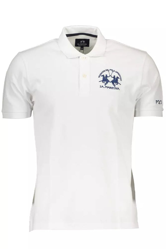 La Martina White Cotton Men Polo Shirt