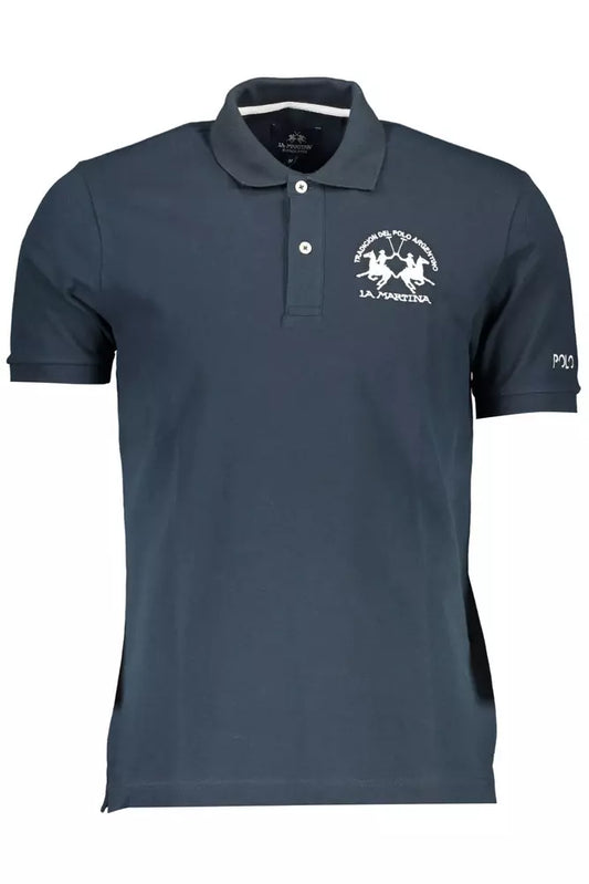 La Martina Blue Cotton Men Polo Shirt