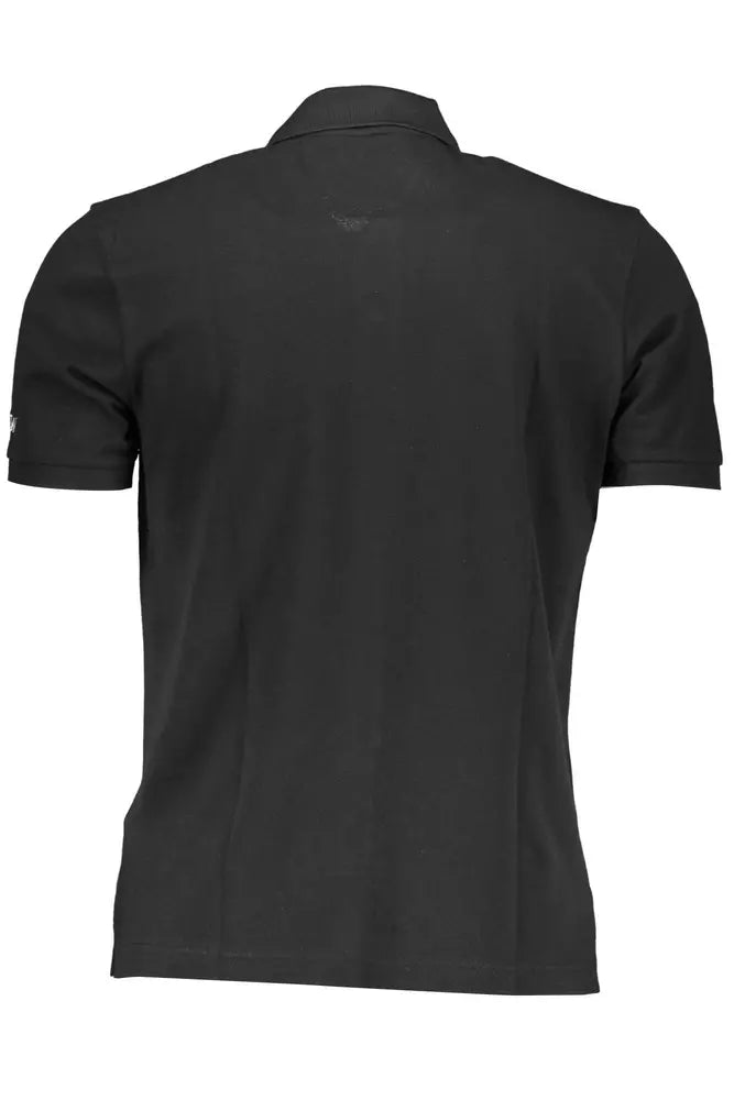 La Martina Black Cotton Men Polo Shirt