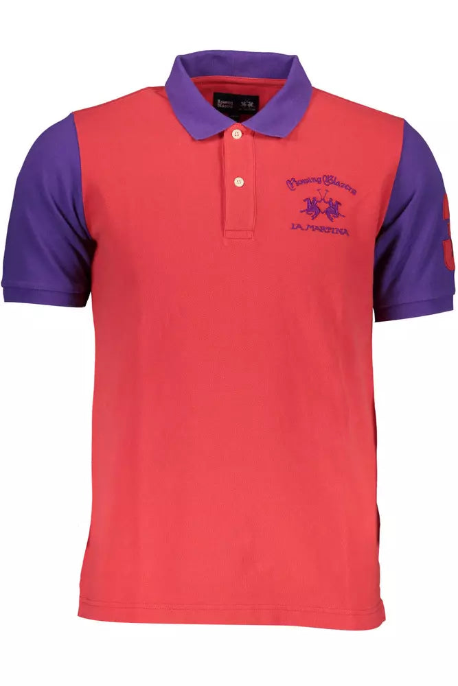 La Martina Red Cotton Men Polo Shirt