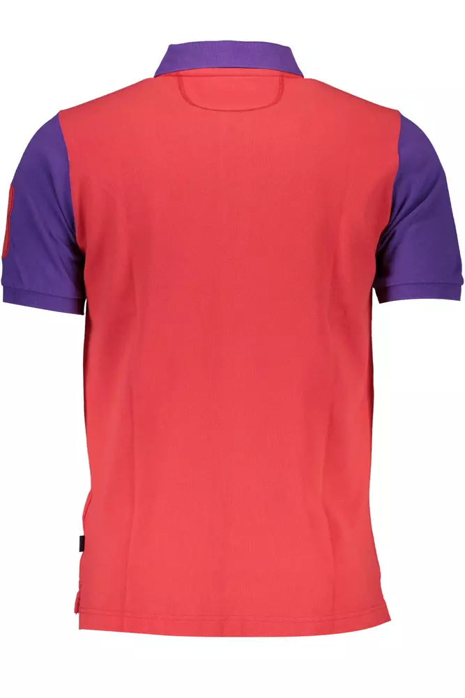 La Martina Red Cotton Men Polo Shirt