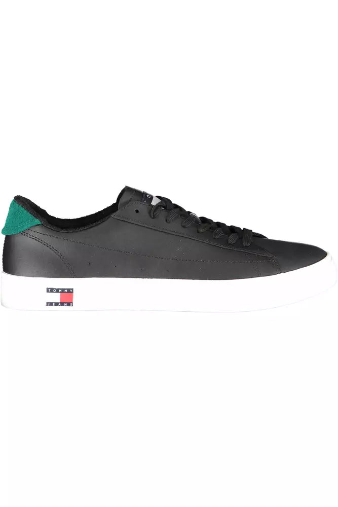 Tommy Hilfiger Black Leather Men Sneaker