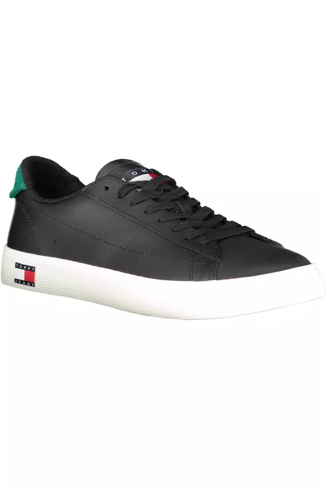 Tommy Hilfiger Black Leather Men Sneaker