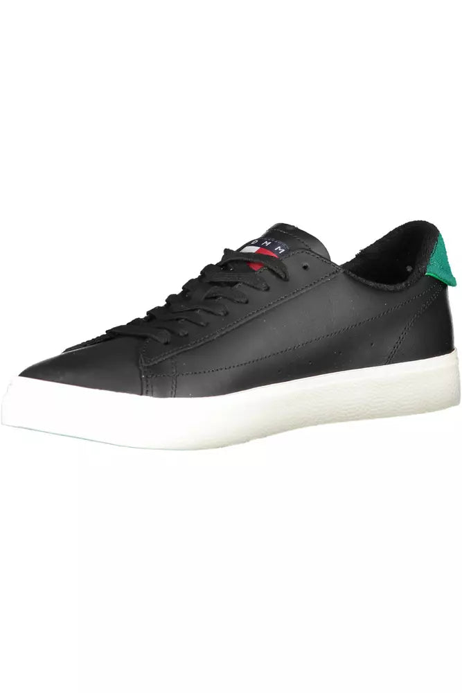 Tommy Hilfiger Black Leather Men Sneaker