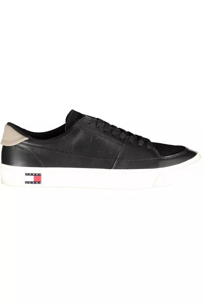 Tommy Hilfiger Black Leather Men Sneaker