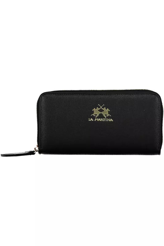 La Martina Elegant Black Wallet with Multiple Compartments