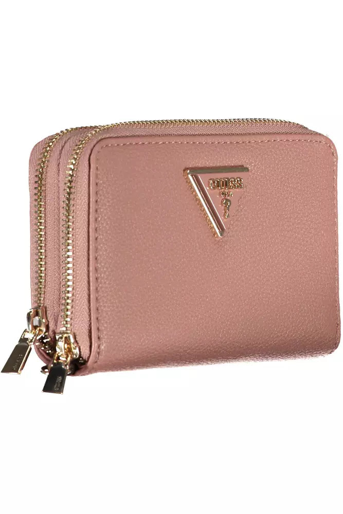 Guess Jeans Chic Pink Double Wallet with Contrasting Accents