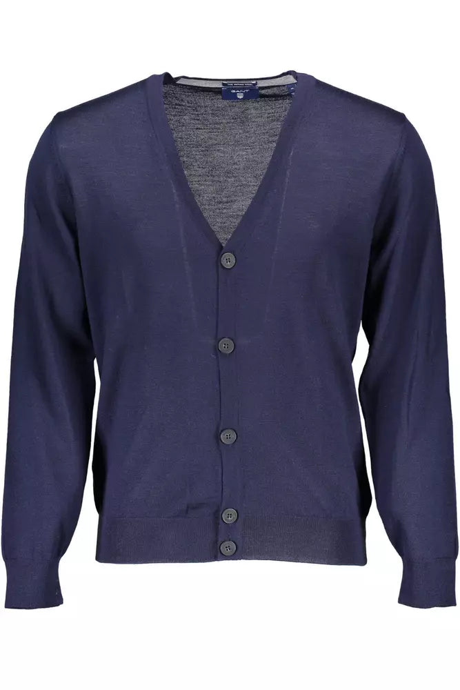 Gant Blue Wool Men Cardigan