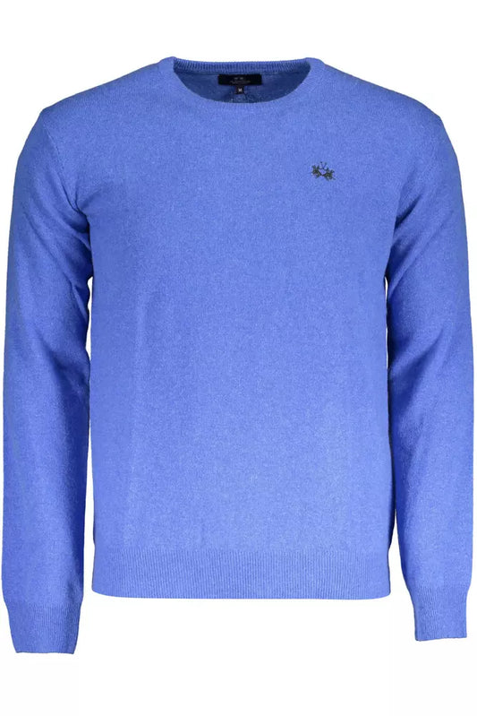 La Martina Blue Wool Men Sweater