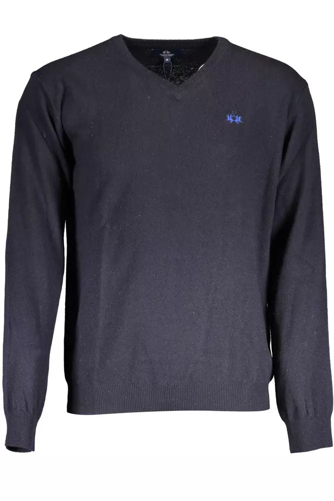 La Martina Blue Wool Men Sweater