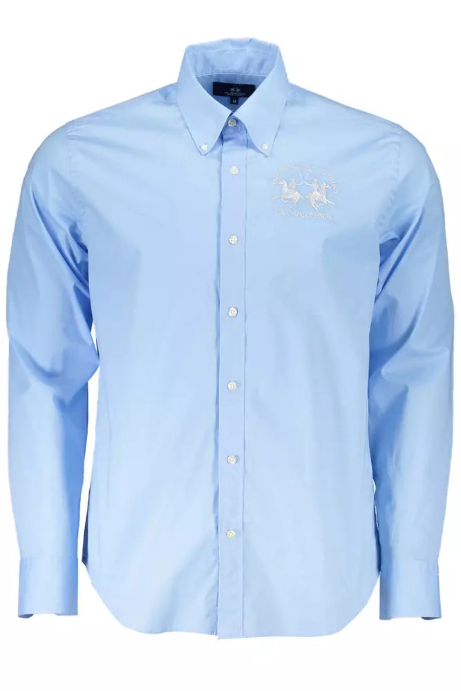 La Martina Light Blue Cotton Men Shirt