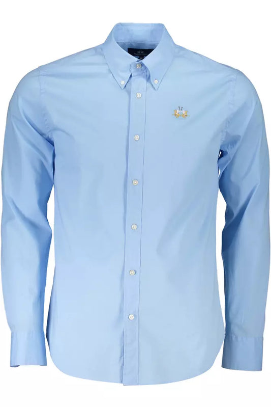 La Martina Light Blue Cotton Men Shirt