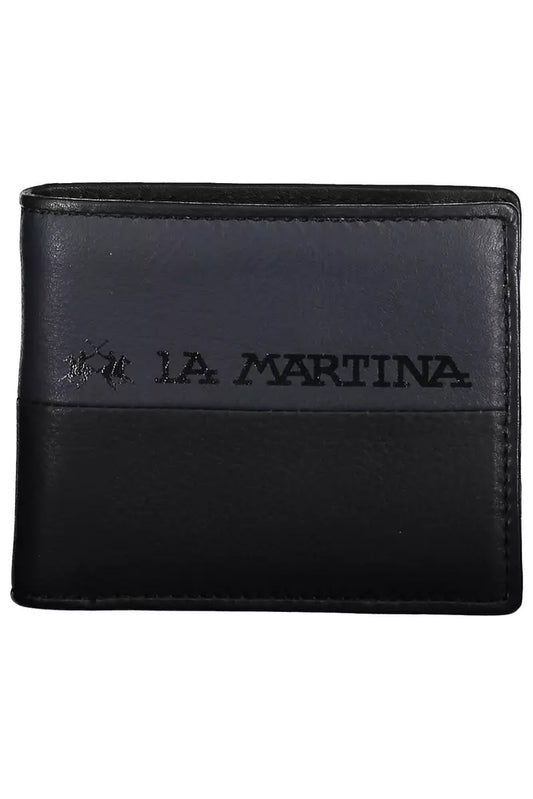 La Martina Black Leather Men Wallet