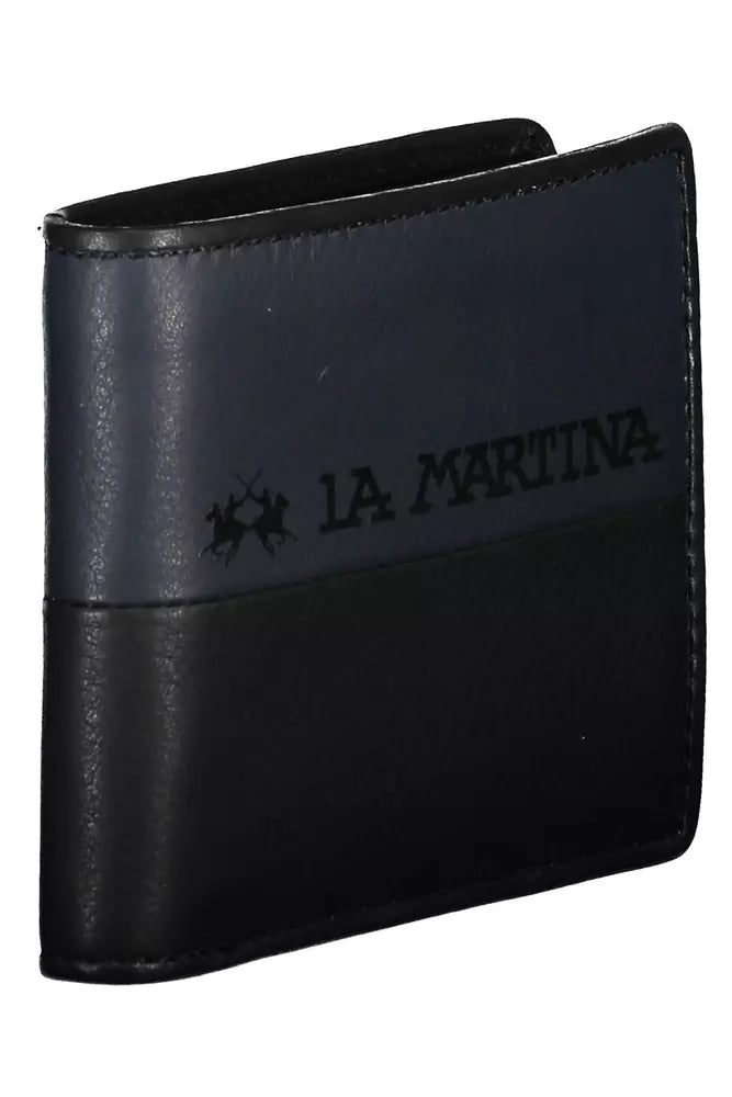 La Martina Black Leather Men Wallet