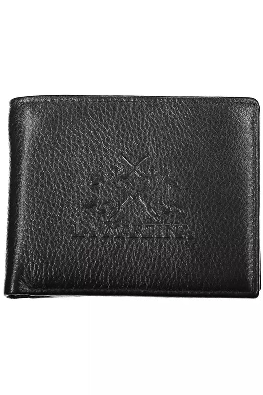 La Martina Black Leather Men Wallet