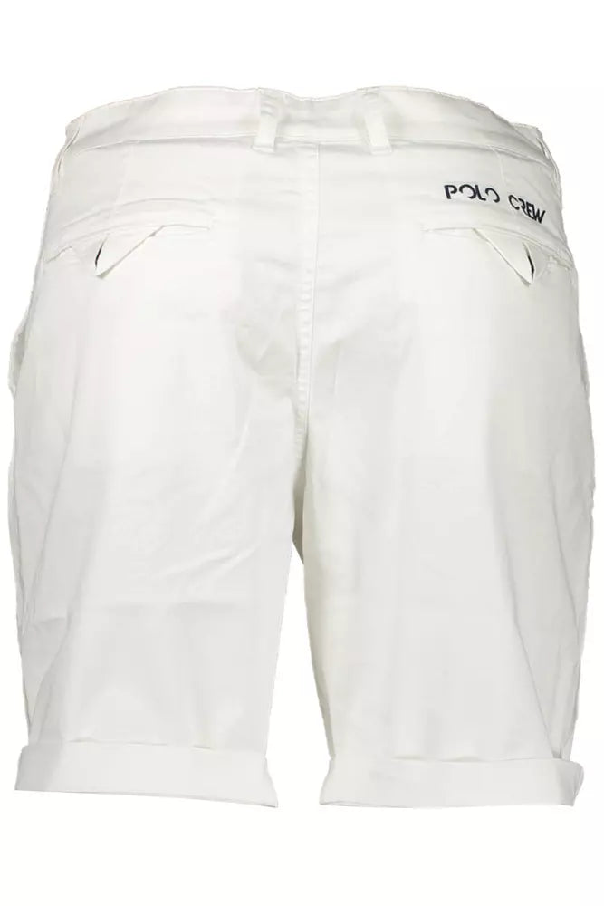 La Martina White Cotton Men Bermuda