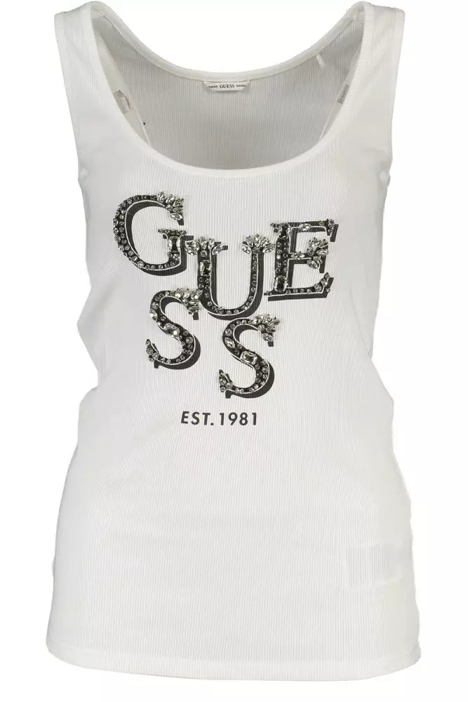 Guess Jeans White Cotton Women Tank Top