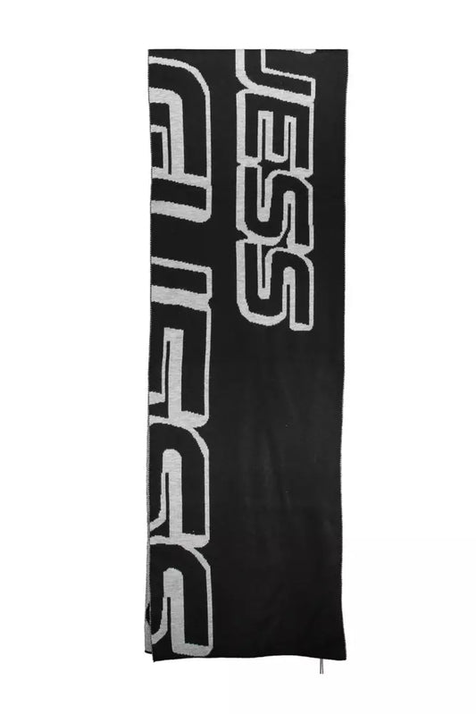 Guess Jeans Elegant Contrast Detail Black Scarf