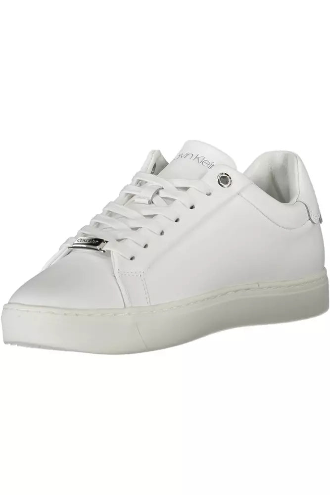 Calvin Klein Sleek White Lace-Up Sports Sneakers