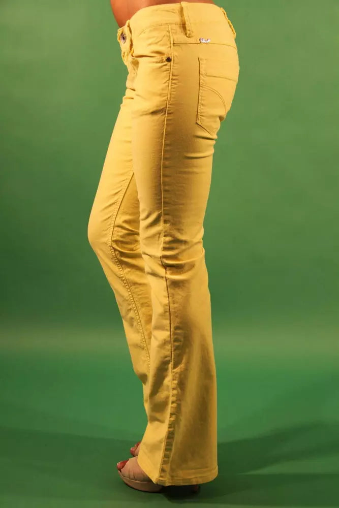 Gaudi Yellow Cotton Women Trouser