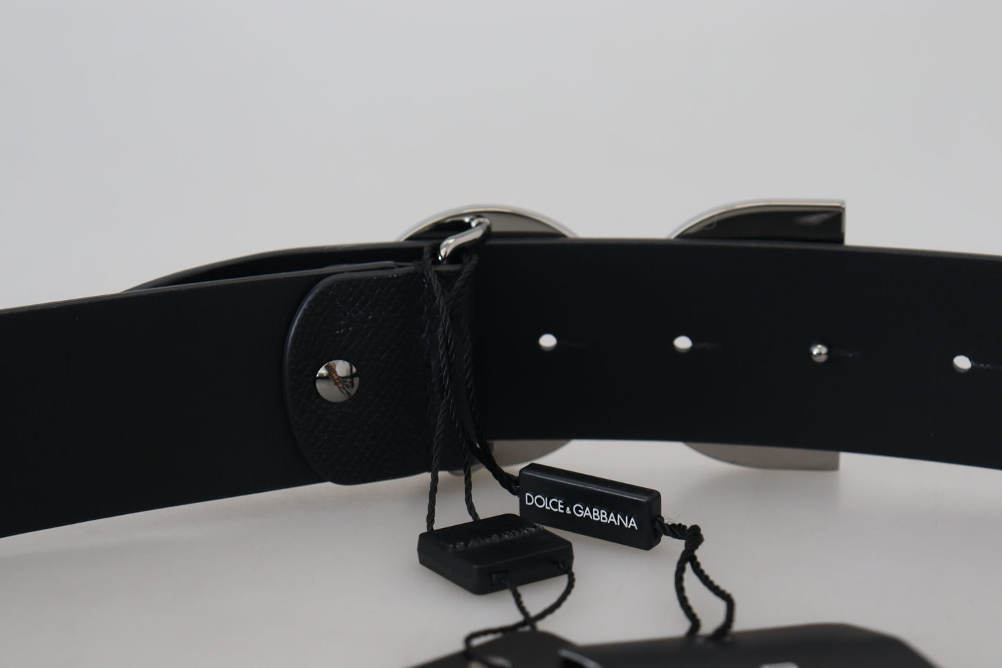 Dolce & Gabbana Elegant Black Leather Belt with Silver Buckle