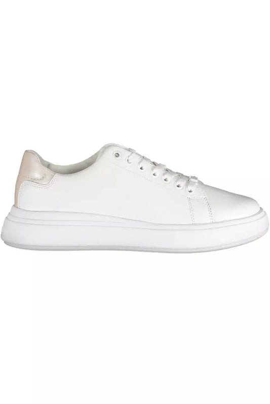 Calvin Klein Chic White Lace-Up Sneakers with Logo Detail