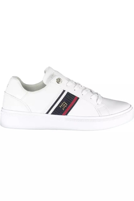 Tommy Hilfiger Chic White Lace-Up Sneakers with Logo Detail