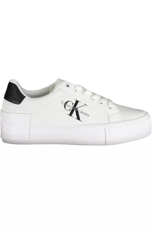 Calvin Klein Chic White Lace-Up Sneakers with Eco-Friendly Twist