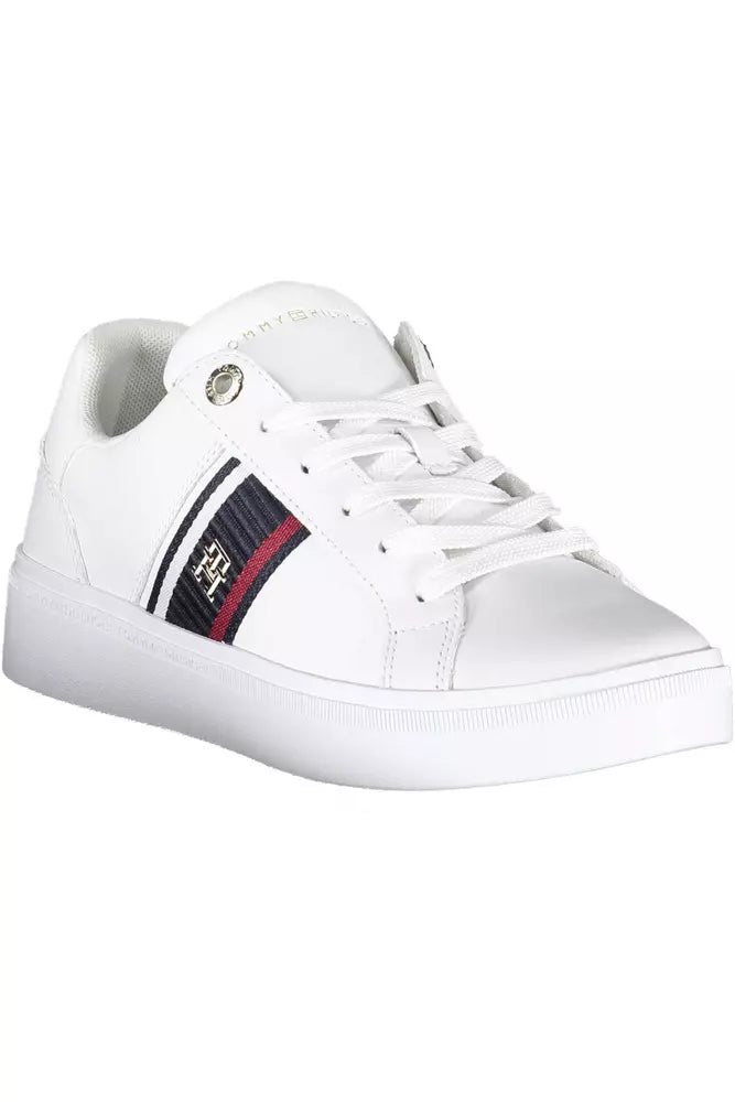 Tommy Hilfiger Chic White Lace-Up Sneakers with Logo Detail