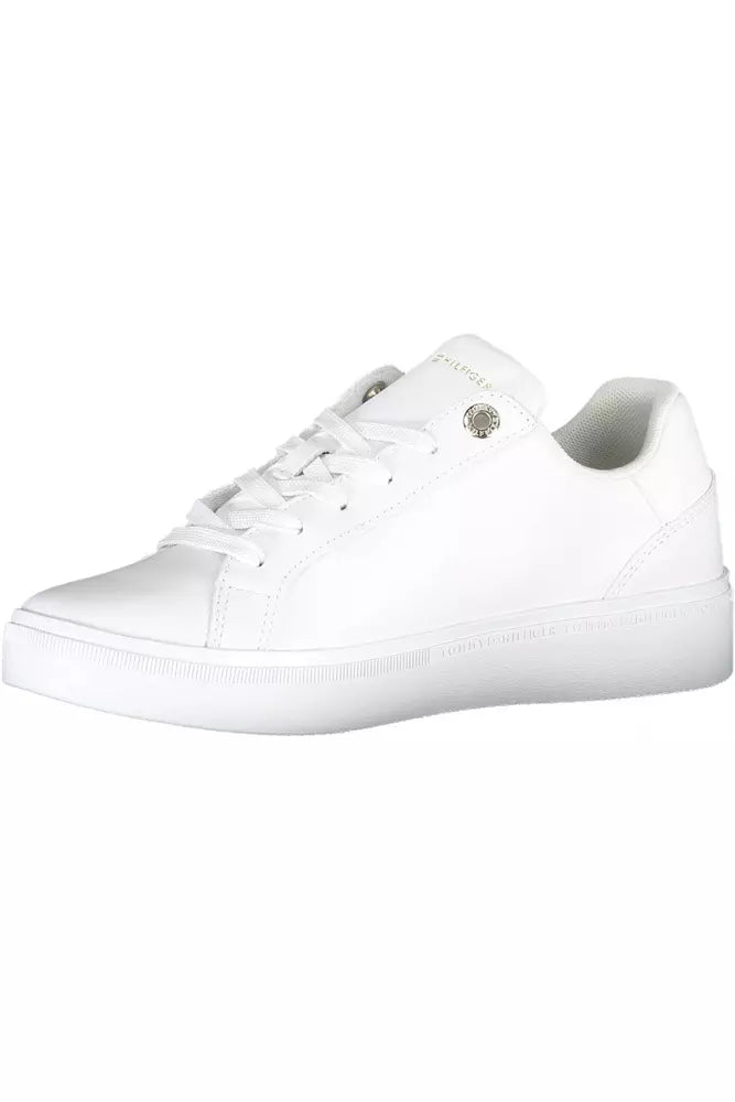 Tommy Hilfiger Chic White Lace-Up Sneakers with Logo Detail