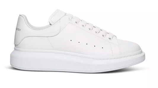 Alexander McQueen Elegant White Leather Lace-Up Sneakers with Oversized Sole