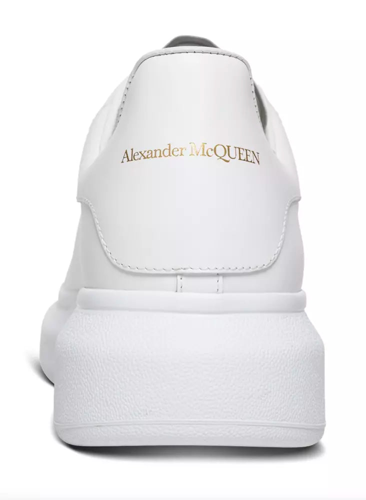 Alexander McQueen Elegant White Leather Lace-Up Sneakers with Oversized Sole