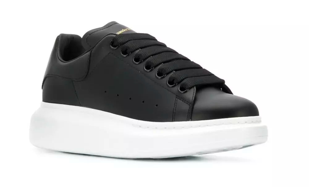 Alexander McQueen Sleek Black Classic Leather Sneakers