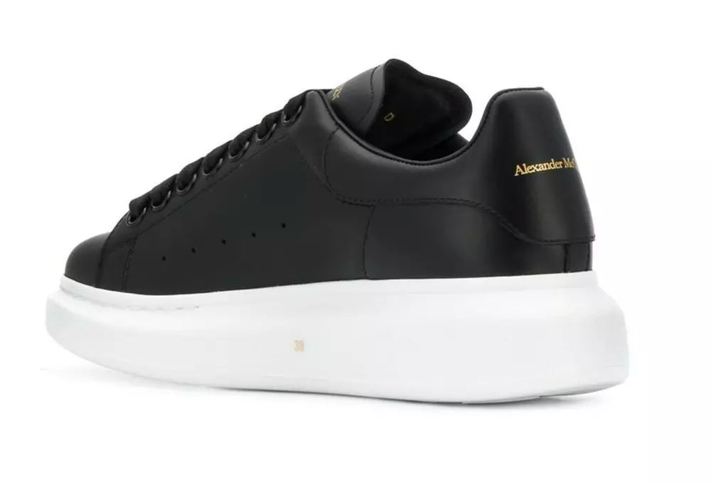 Alexander McQueen Sleek Black Classic Leather Sneakers