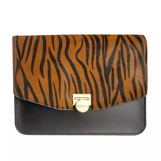 Baldinini Trend Zebra Print Flap Calfskin Shoulder Bag