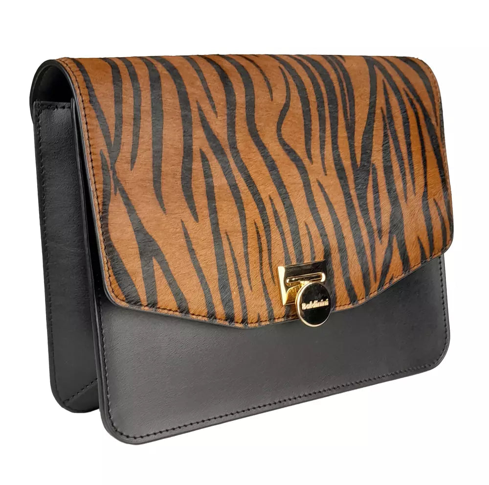 Baldinini Trend Zebra Print Flap Calfskin Shoulder Bag