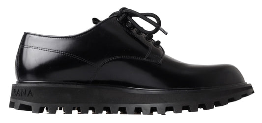 Dolce & Gabbana Elegant Black Leather Derby Shoes