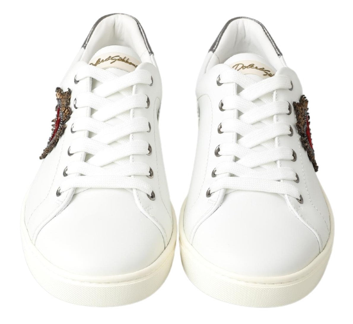 Dolce & Gabbana Elegant White Leather Low-Top Sneakers