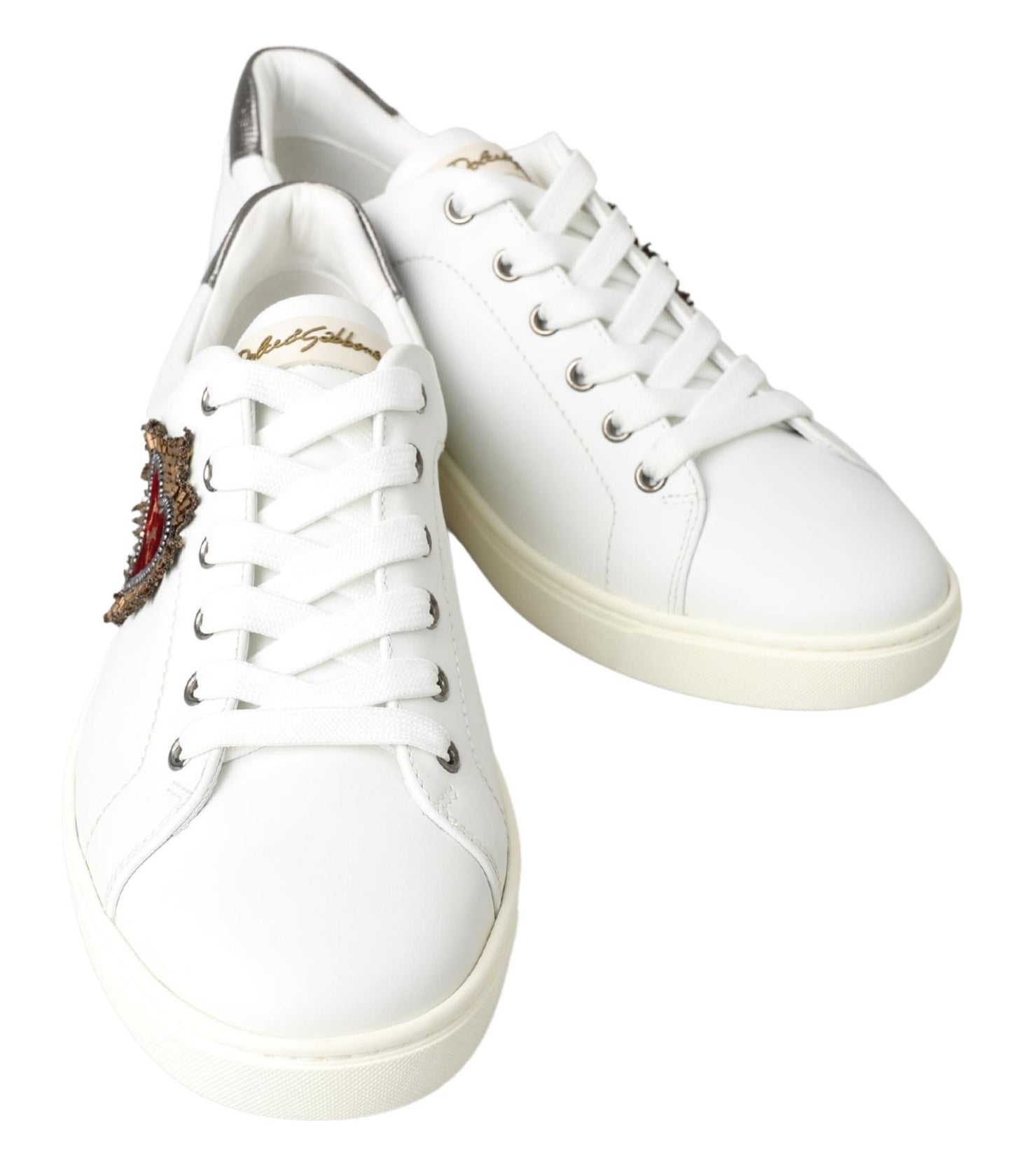 Dolce & Gabbana Elegant White Leather Low-Top Sneakers