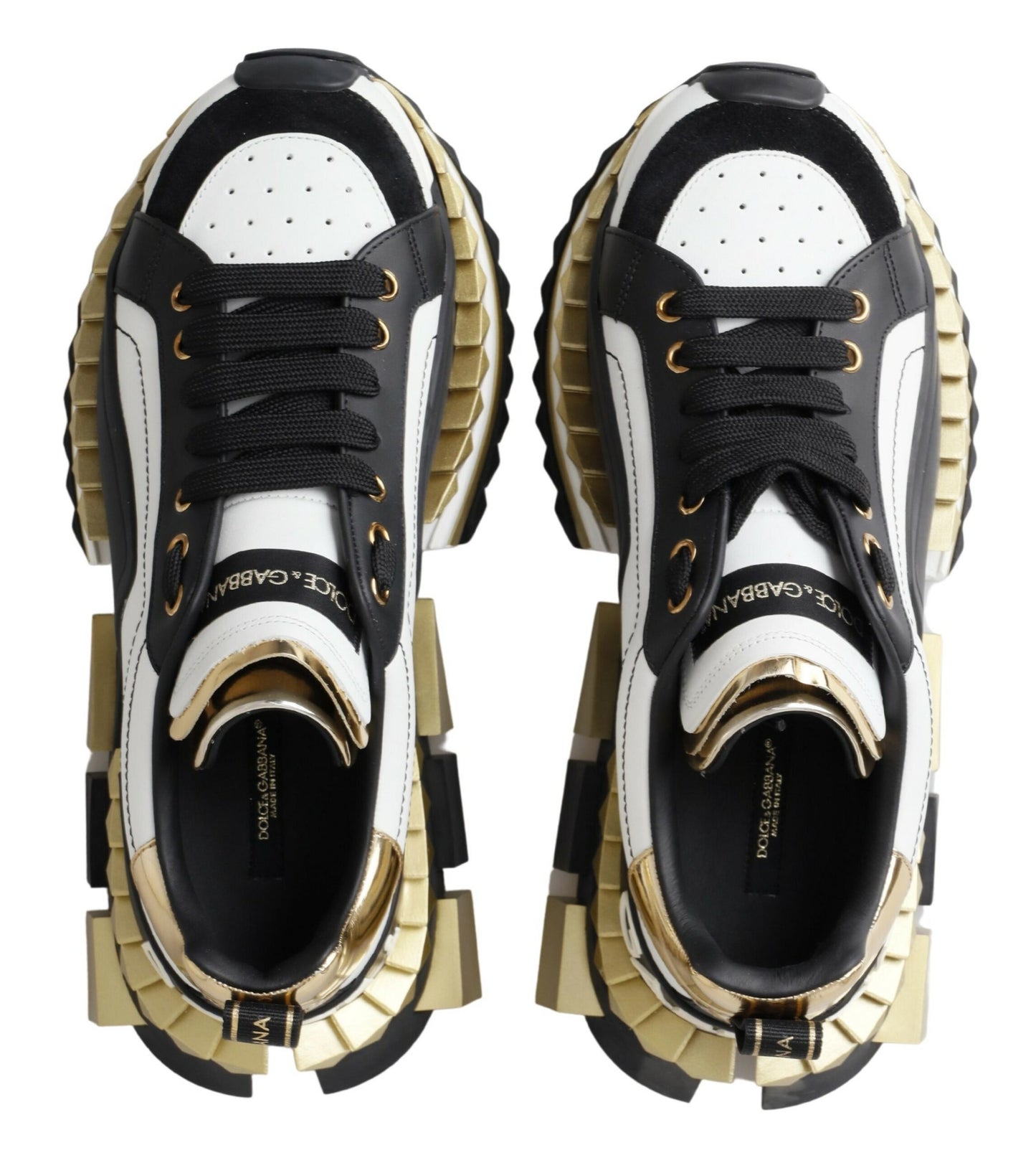 Dolce & Gabbana Super King Low Top Sneakers - White, Black & Gold