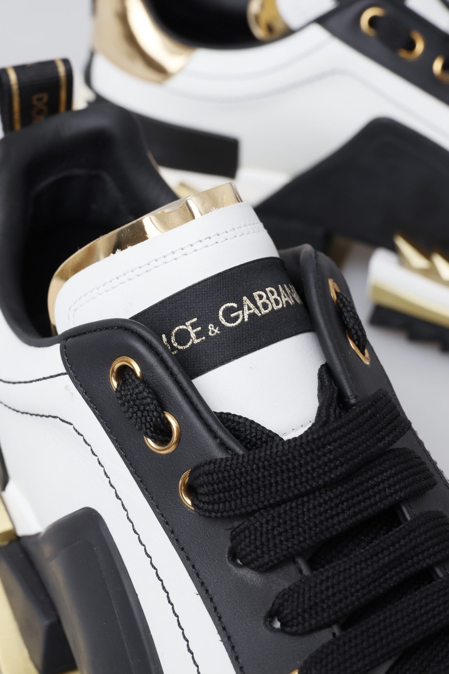 Dolce & Gabbana Super King Low Top Sneakers - White, Black & Gold