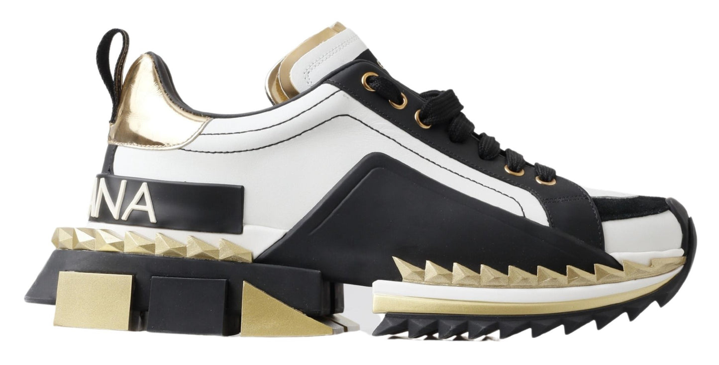 Dolce & Gabbana Super King Low Top Sneakers - White, Black & Gold