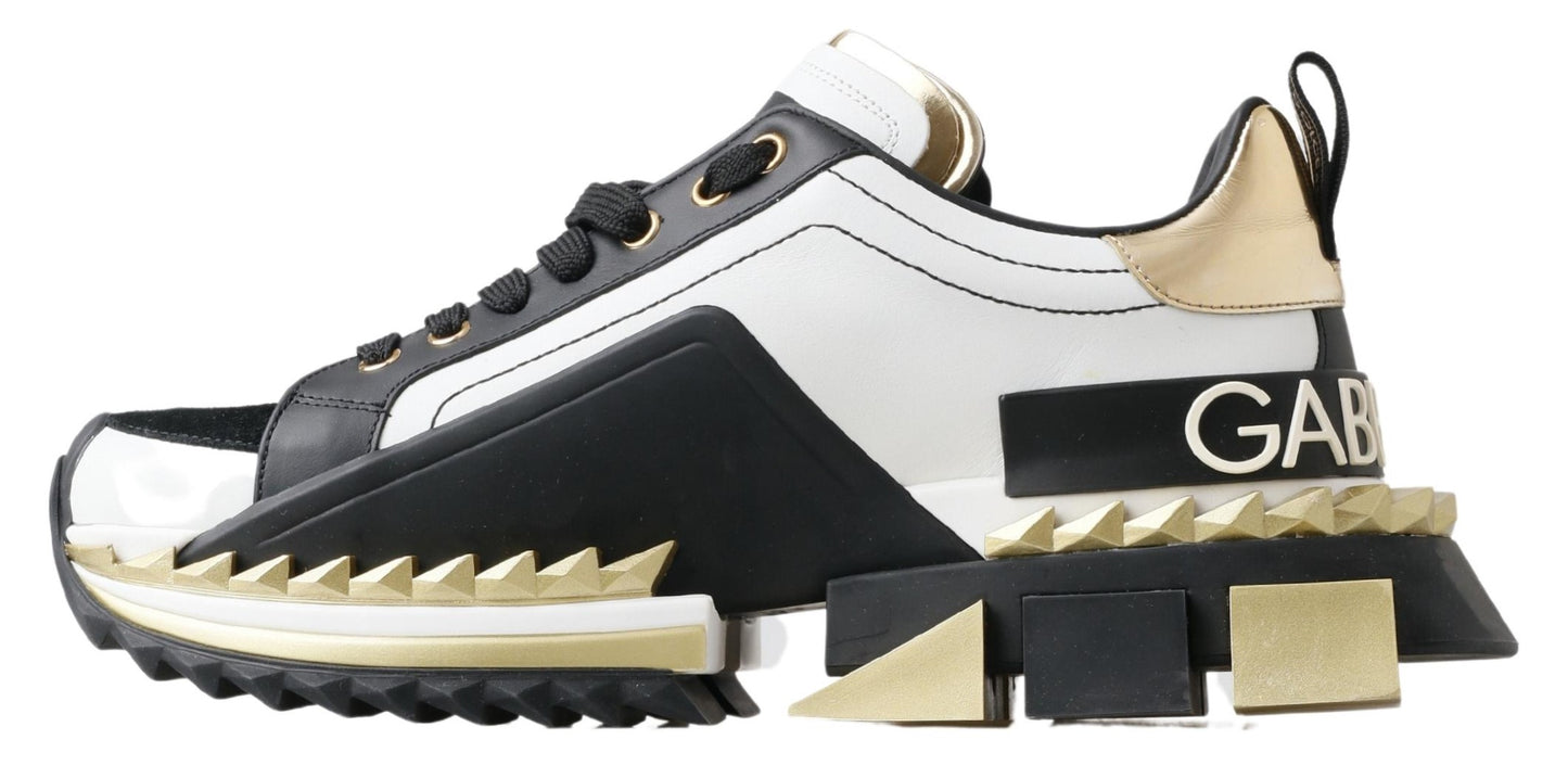 Dolce & Gabbana Super King Low Top Sneakers - White, Black & Gold