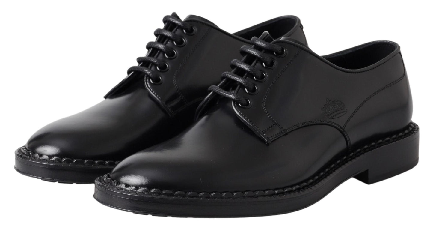 Dolce & Gabbana Elegant Black Leather Derby Shoes