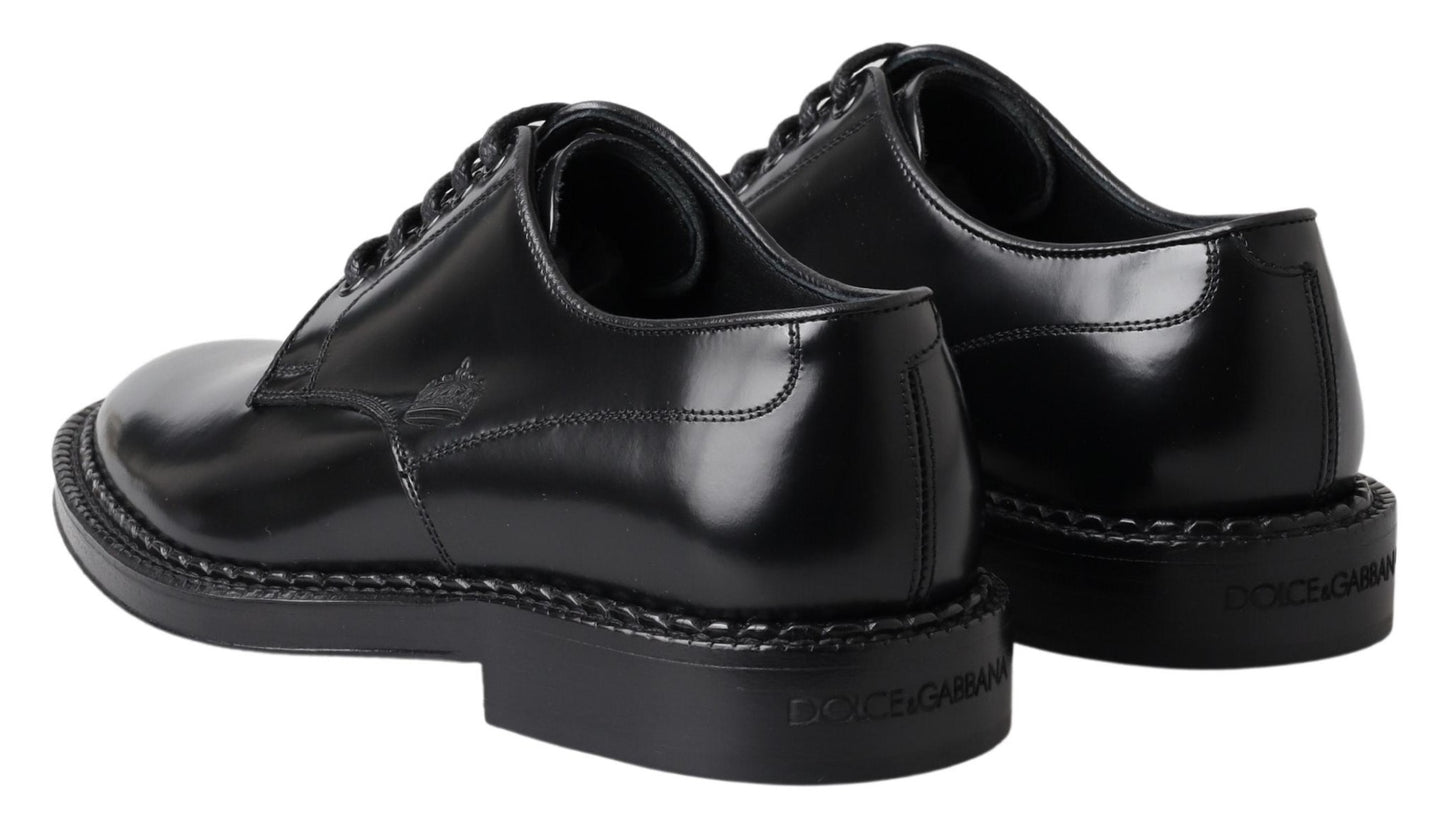 Dolce & Gabbana Elegant Black Leather Derby Shoes