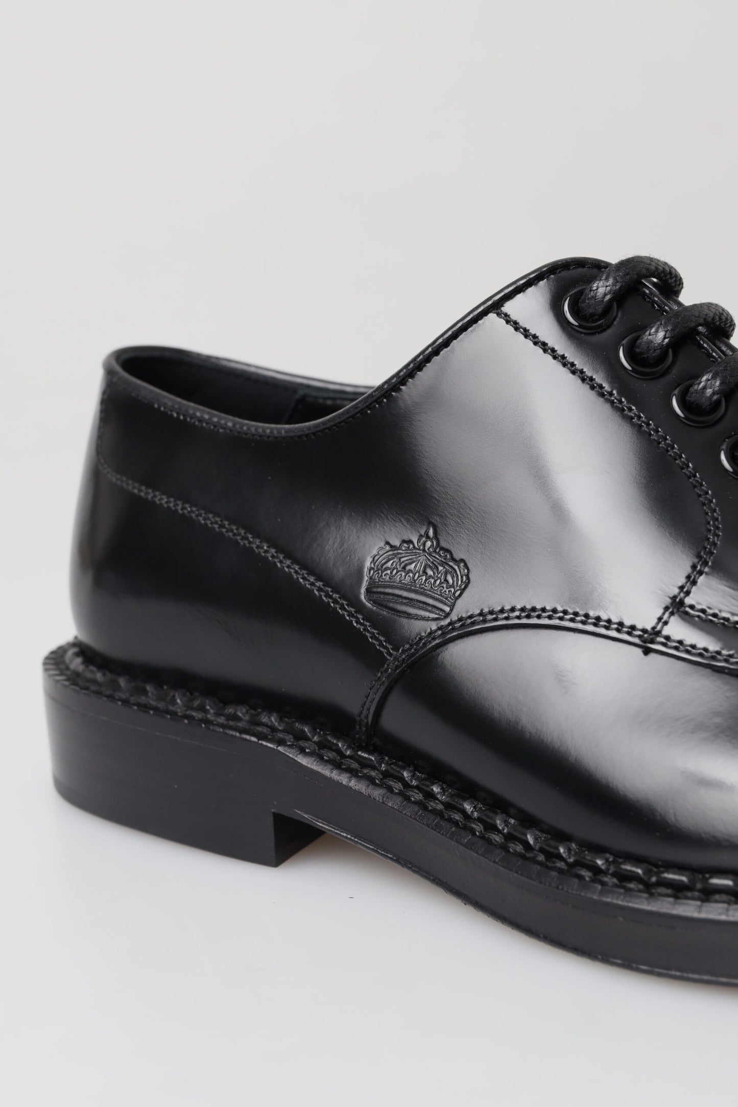 Dolce & Gabbana Elegant Black Leather Derby Shoes