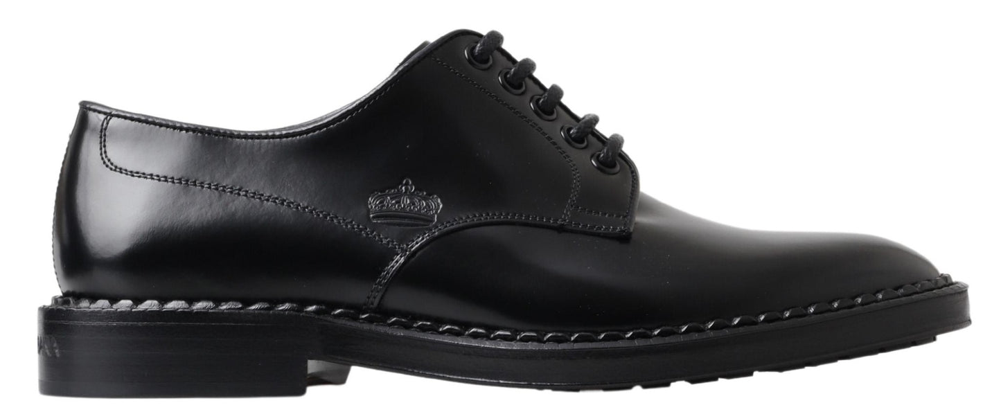 Dolce & Gabbana Elegant Black Leather Derby Shoes