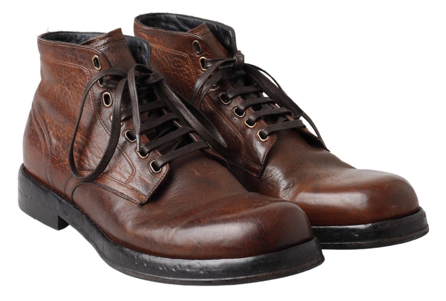 Dolce & Gabbana Elegant Leather Lace-Up Men's Boots