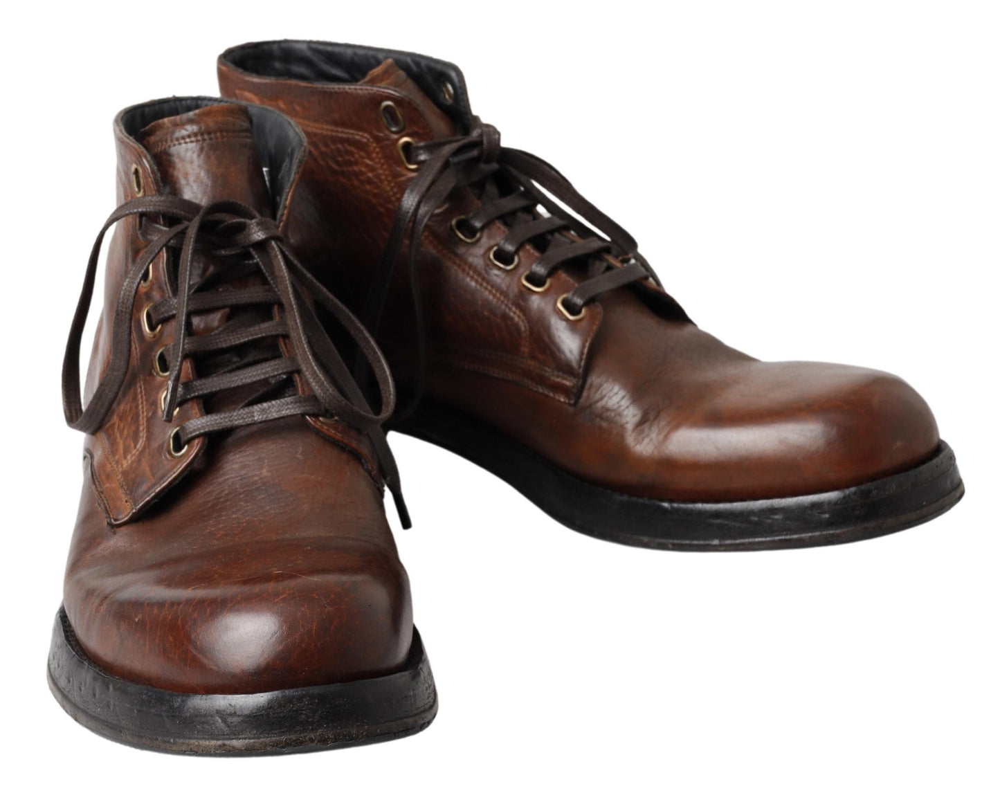 Dolce & Gabbana Elegant Leather Lace-Up Men's Boots